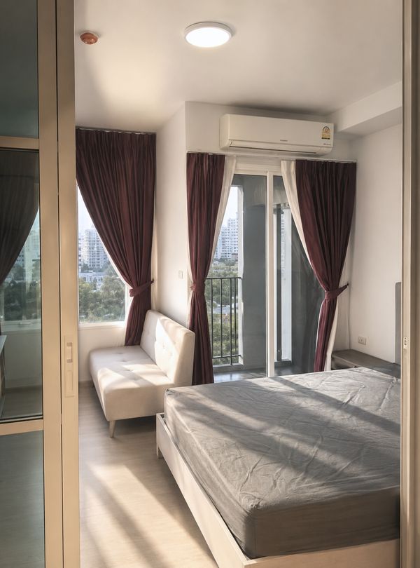 97978 - Condo for sale, Chapter One Eco Ratchada-Huaikhwang (Chapter One Eco Ratchada-Huaikhwang), studio room, Building E, 7th floor, open garden and city view. Fully furnished