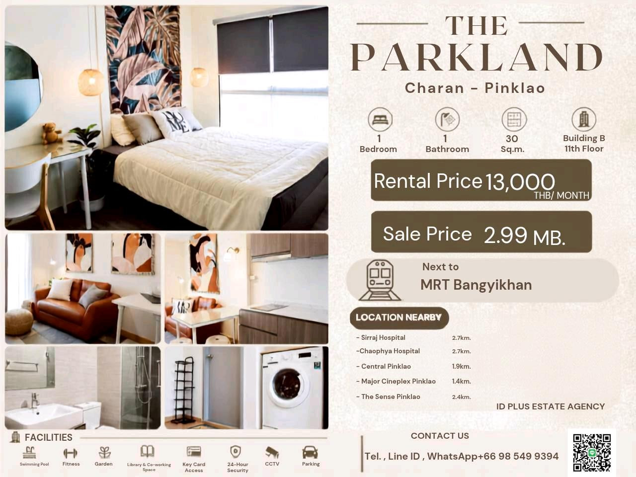 🏢 Condo room for Rent | Parkland Charan-Pinklao ( B Building)1 bedroom for 30 sqm. City View on 12nd floor B building. Rental only for 13,000 / m. or Sale only for 2.99 MB. 🏢 Condo room for Rent | Parkland Charan-Pinklao ( B Building)1 bedroom for 30 sqm. City View on 12nd floor B building. Rental only for 13,000 / m. or Sale only for 2.99 MB.