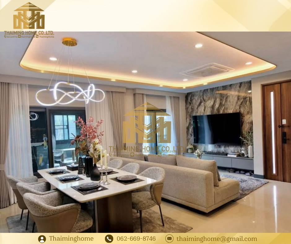 3-story semi-detached house for sale, fully furnished, ready to move in Special plot next to the main garden of the Bangna project, Samut Prakan (TH07-2726) 3-story semi-detached house for sale, fully furnished, ready to move in Special plot next to the main garden of the Bangna project, Samut Prakan (TH07-2726)