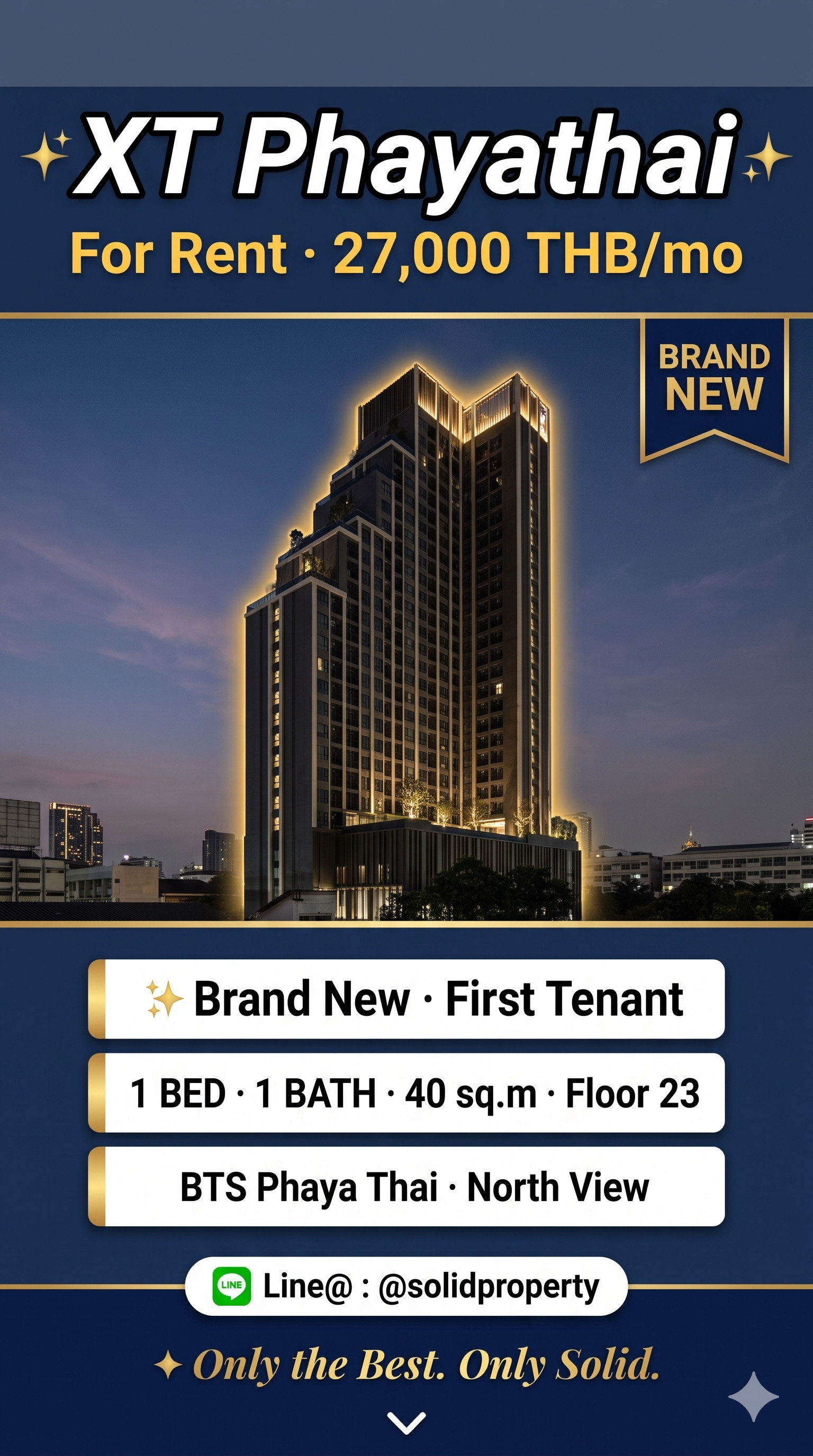 ให้เช่า XT Phayathai Brand New ชั้น 23 ทิศเหนือ | 1 BED 1 BATH 40 ตรม. | BTS Phaya Thai | 27,000 บาท/เดือน ให้เช่า XT Phayathai Brand New ชั้น 23 ทิศเหนือ | 1 BED 1 BATH 40 ตรม. | BTS Phaya Thai | 27,000 บาท/เดือน
