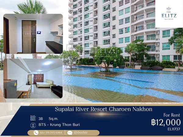 ✨ Premium Riverside Condo for rent in Charoen Nakhon—Spacious layout with beautiful Chao Phraya River views! ✨