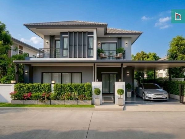 Single house, Baan Fah Greenery Pinklao-Sai 5, 67 sq m., 4 bedrooms, 4 bathrooms, 7.5 million, in front of the house, wont hit anyone. There is a club, swimming pool, fitness center. Near Central Salaya and Don Wai Floating Market.