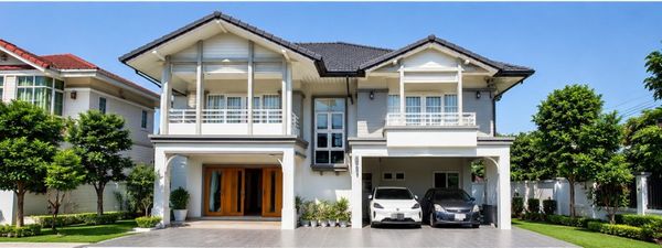 Near Sukhonthasawat Market 900 m Two Storey Corner Mansion 3-4Bed 85sq.wa. NakNiwas48 HuaKhum Market Satri Witthaya2. 3Bath Usable Area 220 sq.m. Located on the Main Road Fully Furnished Ready to Move In Convenient Transportation Near Sukho