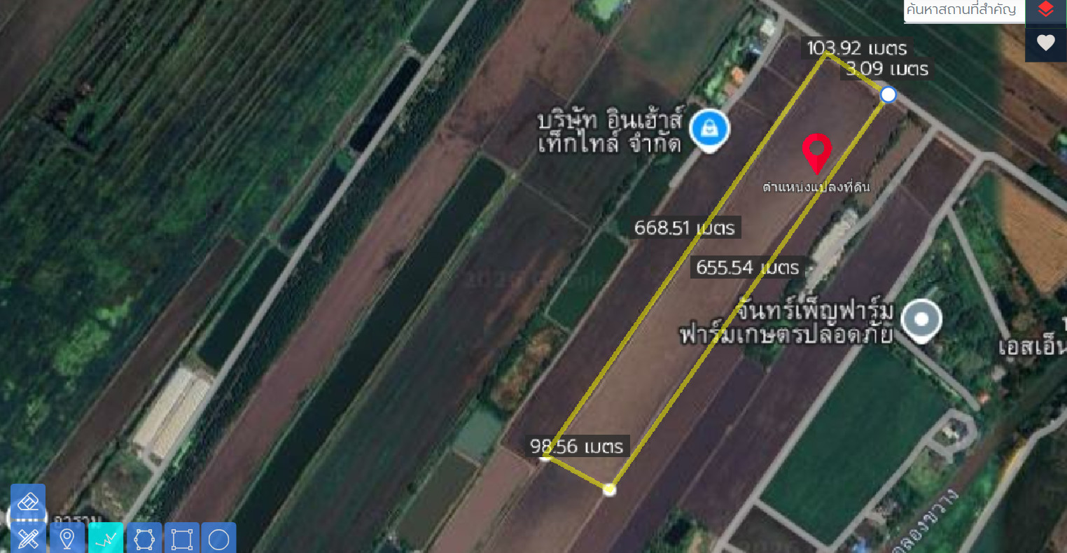 ด่วน ที่ดินสวย 37ไร่ 53  ตารางวา  หน้ากว้าง103 เมตร ยาว 556 เมตร รูปสี่เหลียมผืนผ้า   ตำบลเขื่อนเขต อำเภอเมืองฉะเชิงเทรา ฉะเชิงเทรา ที่ดินผังสีเขียว