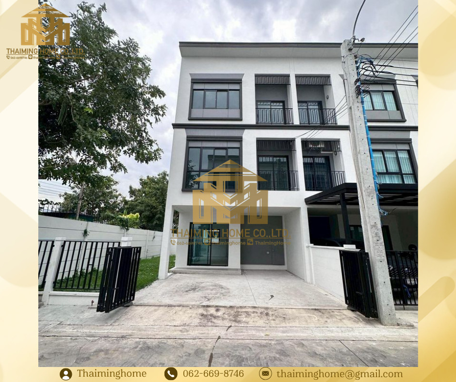 For sale/rent, 3-story townhome, corner unit, 4 bedrooms, Sukhumvit 113, near BTS Samrong (TT8-2326)