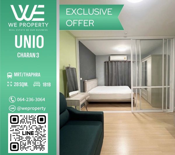 ห้องฟังก์ชันครบ เฟอร์ฯใหม่ ราคาดีมาก!!⭐️Unio charan 3 (ยูนิโอ จรัญฯ 3)