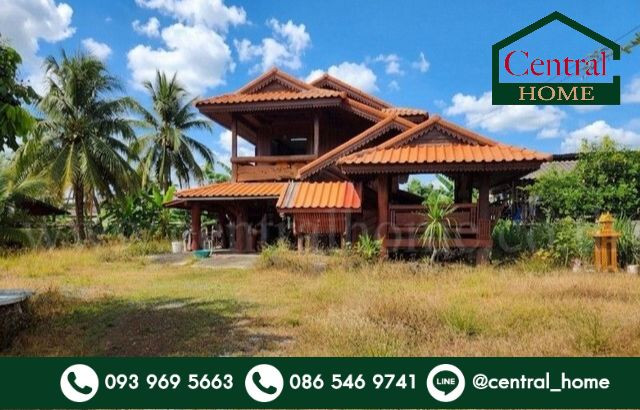 2-story detached house, Thai style teak wood, Dok Khamtai District, Phayao Province, mountain view.