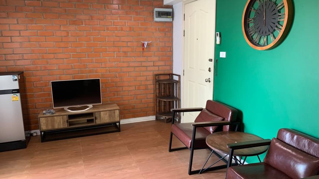 Condo for sale, Lumpini Ville Ramintra-Lak Si, Building A, 6th floor, size 32 sq m, 1 bedroom, 1 bathroom, fully furnished, ready to move in, garden view, long balcony.