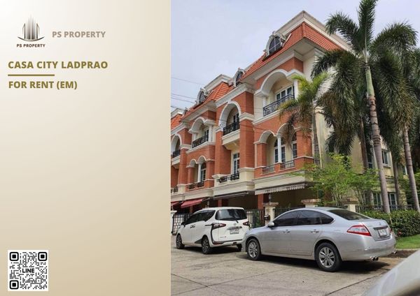 Townhouse for rent 🔥 Casa City Ladprao 🔥 3 bedrooms, 4 bathrooms; fully furnished and equipped with appliances.