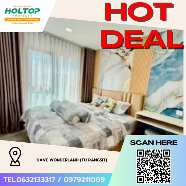 #Z5994💥080769 🔥Condo for rent Kave Wonderland (TU Rangsit)