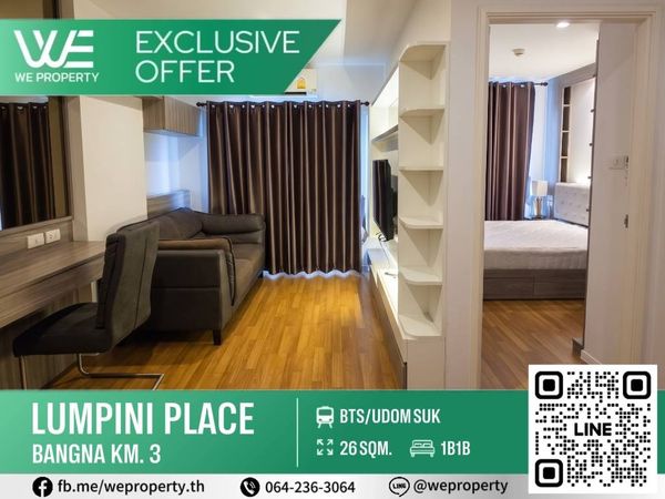 Beautiful room, nice to live in. Fully furnished⭐️Lumpini Place Bangna KM.3 (Lumpini Place Bangna KM.3)