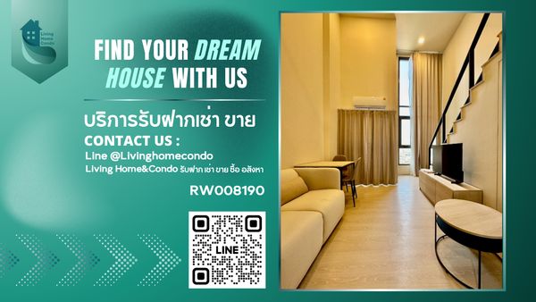 For rent Flo By Sansiri 1 Bed Loft unit, complete furniture and electrical appliances. Ready to move in, near BTS Khlong San Station and Icon Siam -RW008190