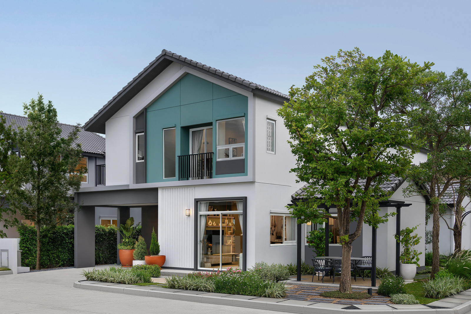 Single house for sale in Korat, Saransiri Korat, Saransiri Korat, single house, 4 bedrooms, next to the main bypass road. Near The Mall Korat, a leading hospital, peace of mind with the LIV-24 system, close to the M6 ​​motorway, only 10 minutes to the cit