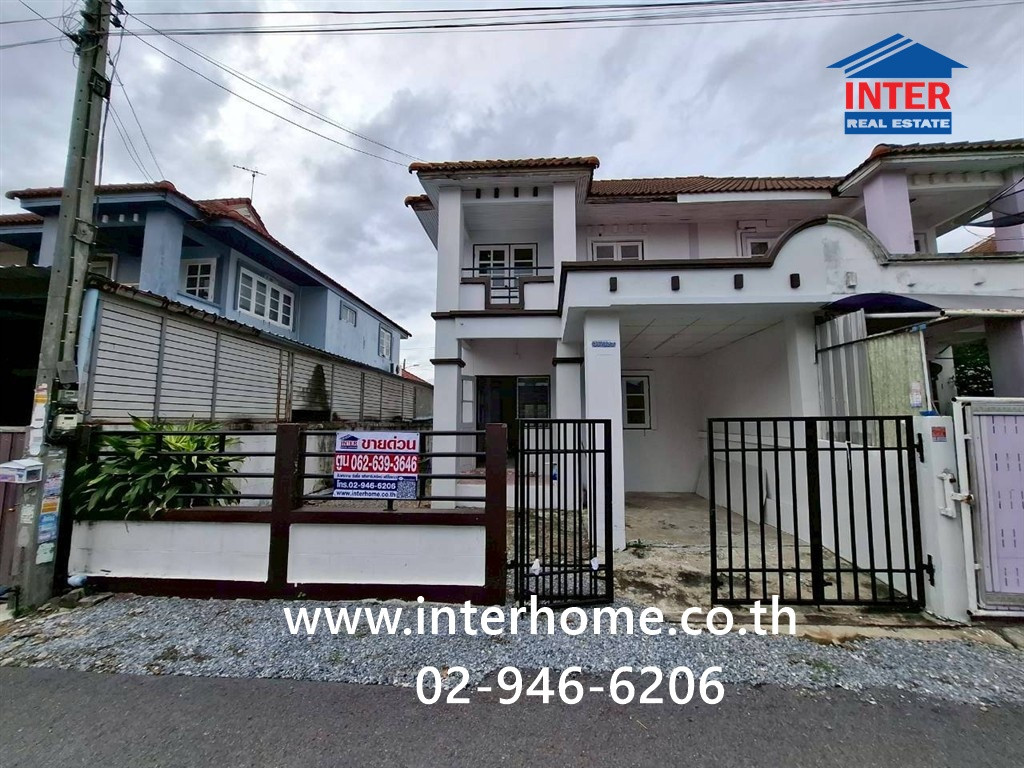 Twin house, 2 floors, 32 sq m, Phonjira Village. Near Eastern Asia University Opposite Wat Mai Khlong Chet Rangsit-Nakhon Nayok Road, Thanyaburi Road, Lam Luk Ka, Pathum Thani
