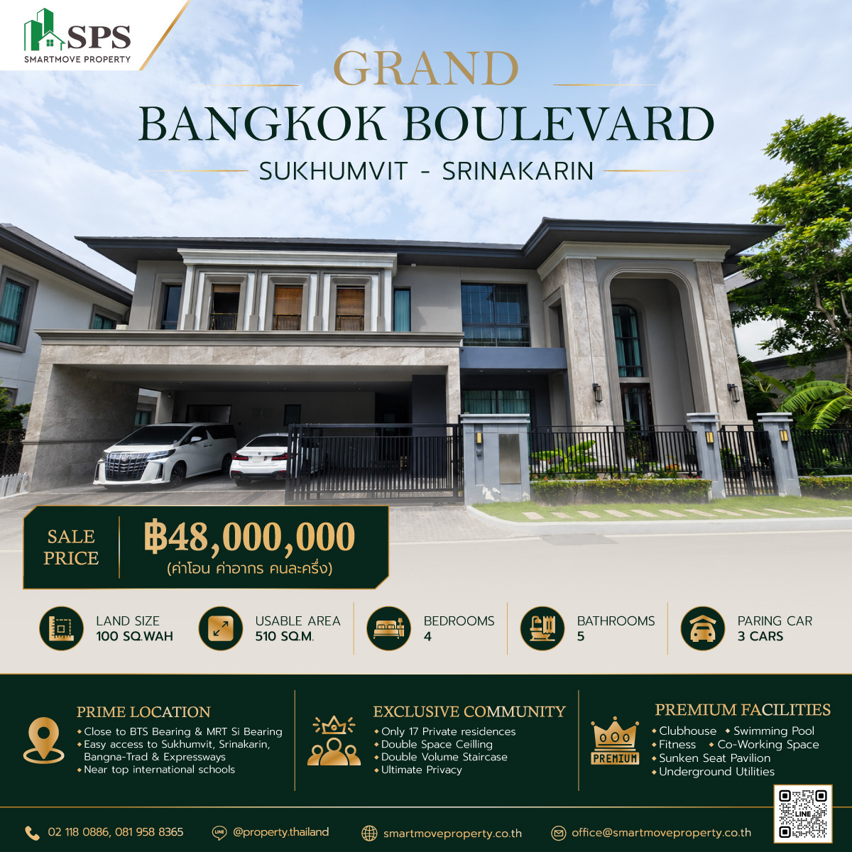 🏡 Luxury Family Home for Sale | Grand Bangkok Boulevard สุขุมวิท–ศรีนครินทร์ (SPSP662)