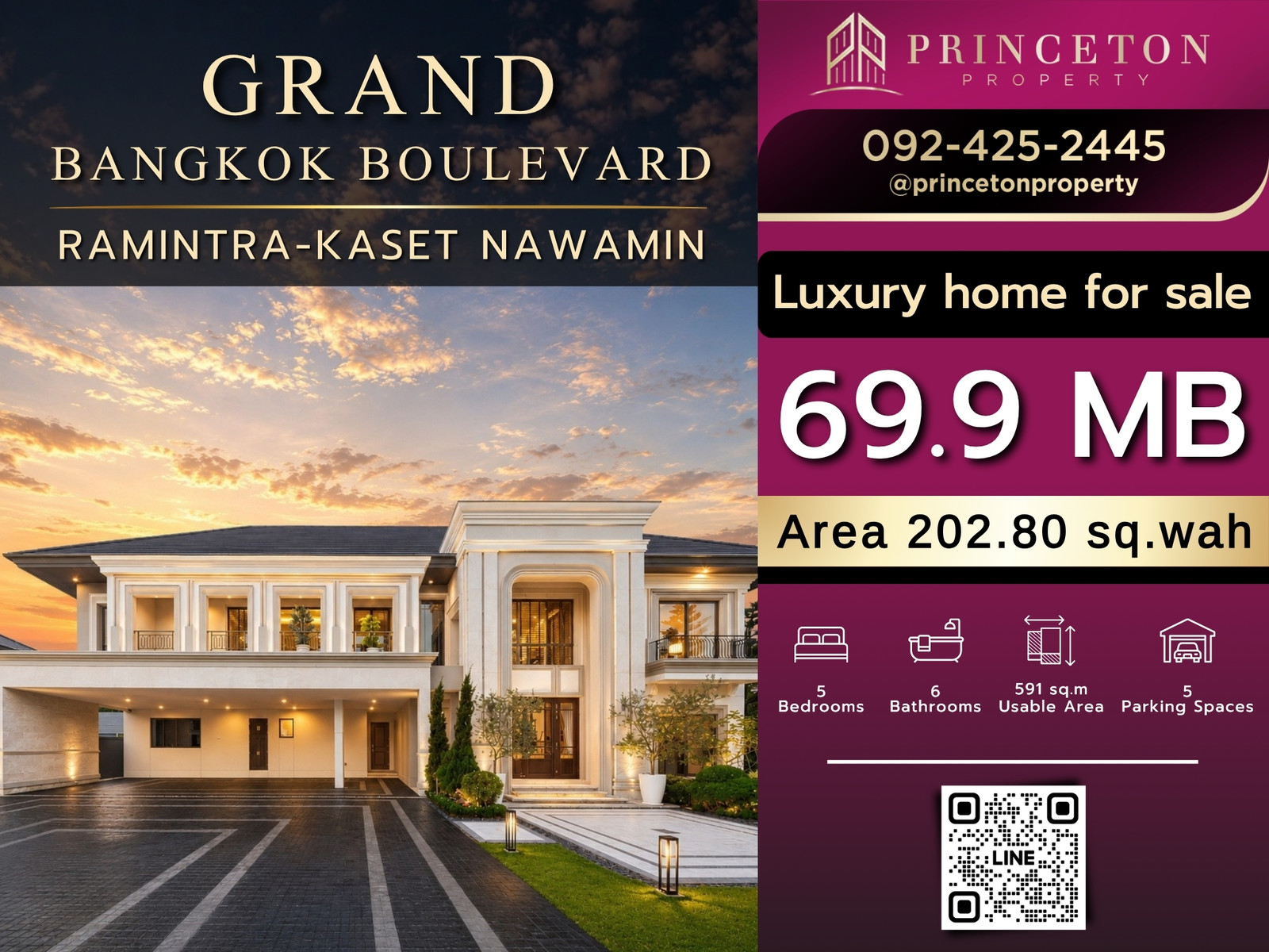 Luxury House for Sale Grand Bangkok Boulevard Ramintra–Kasetnawamin 📞092-4252445 Luxury House for Sale Grand Bangkok Boulevard Ramintra–Kasetnawamin 📞092-4252445