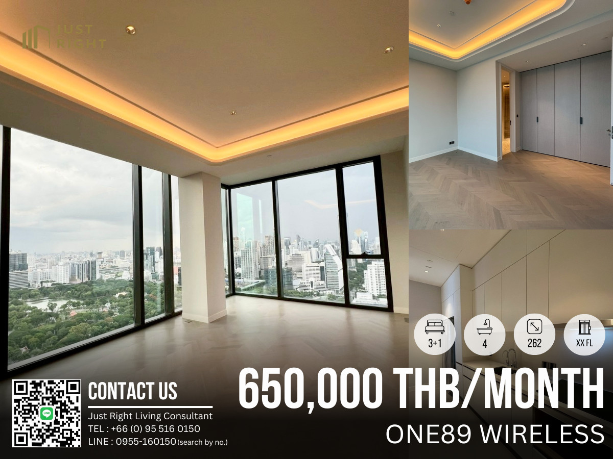 Unfurnished Rent! Big 262 sqm 3br 4ba 1maid Park view ONE89 Wireless