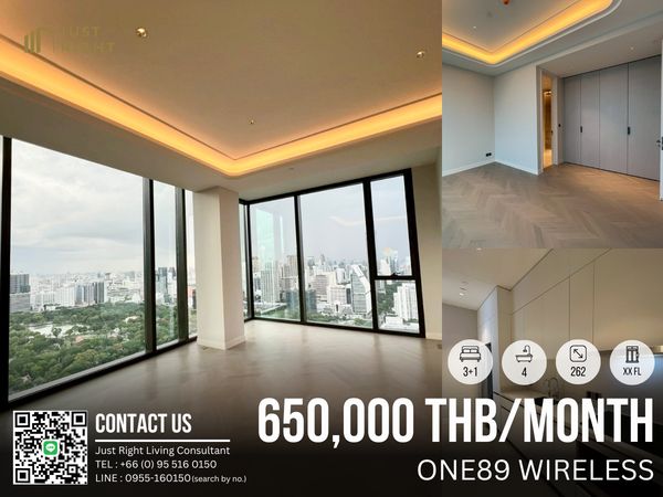 Unfurnished Rent! Big 262 sqm 3br 4ba 1maid Park view ONE89 Wireless
