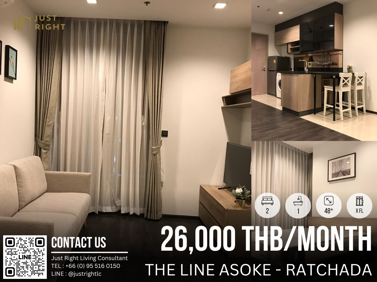 ให้เช่า The Line Asoke Ratchada 2 ห้องนอน 1ห้องน้ำ 48 ตร.ม. ตกแต่งครบ เครื่องใช้ไฟฟ้าครบ 26,000/เดือน สัญญา 1 ปีเท่านั้น ให้เช่า The Line Asoke Ratchada 2 ห้องนอน 1ห้องน้ำ 48 ตร.ม. ตกแต่งครบ เครื่องใช้ไฟฟ้าครบ 26,000/เดือน สัญญา 1 ปีเท่านั้น