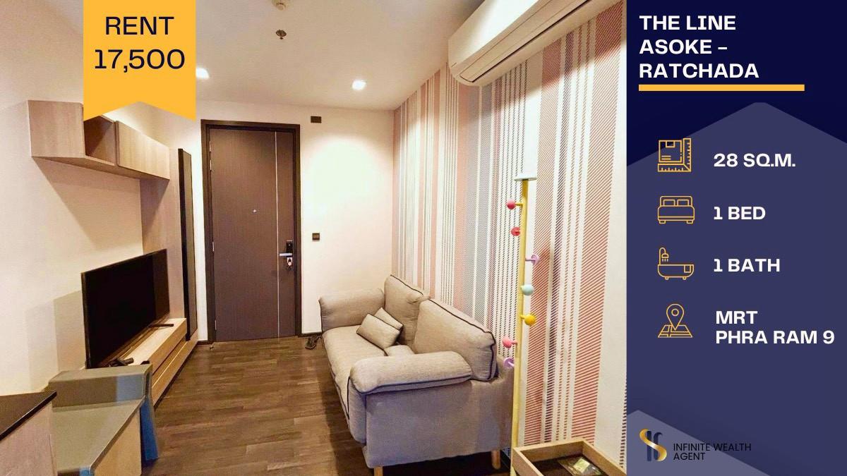 แรร์ไอเทม ทั้งชั้นมีห้องเดียว! ✨ เช่า THE LINE อโศก-รัชดา 1นอน 28ตร.ม. 17,500.- • ห้องทำใหม่ 300ม. ถึง MRTพระราม9 | นัดชมฟรี! ⚡ แรร์ไอเทม ทั้งชั้นมีห้องเดียว! ✨ เช่า THE LINE อโศก-รัชดา 1นอน 28ตร.ม. 17,500.- • ห้องทำใหม่ 300ม. ถึง MRTพระราม9 | นัดชมฟรี! ⚡