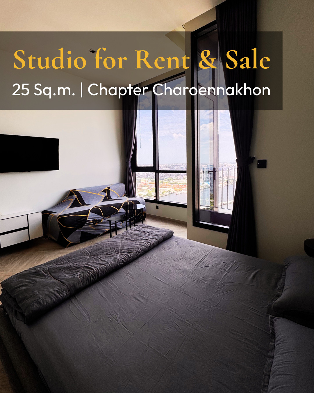 Available for Rent & Sale: Chic Riverfront Studio at Chapter Charoennakorn (31st Floor) Available for Rent & Sale: Chic Riverfront Studio at Chapter Charoennakorn (31st Floor)