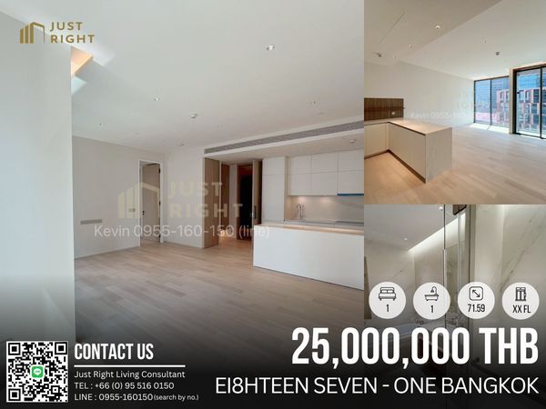 ขาย: EI8HTEEN SEVEN 1 ห้องนอน 1 ห้องน้ำ ขนาด 71.59* ตารางเมตร ชั้น xx วิวเมือง วิวสวย ราคาขาย 25,000,000** บาท (ค่าธรรมเนียมการโอน 1.1%)