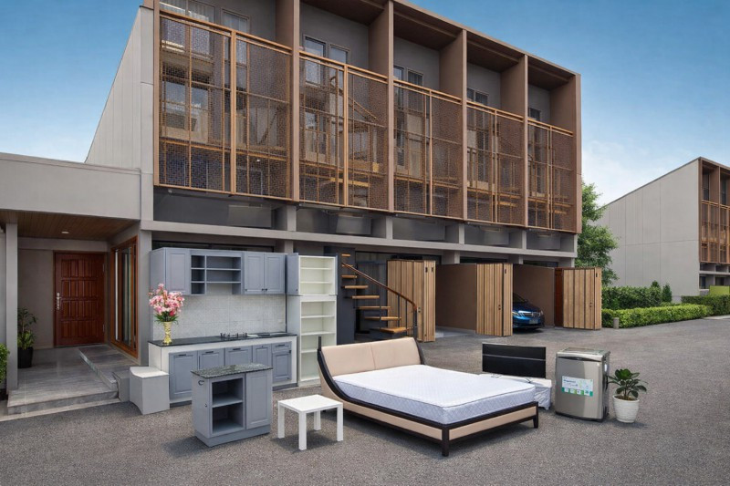 Lotus Samakkee 800m BTS Samakkee 1.52km. 3.5-story Loft Modern townhome with 3 bed 3 bath 17 sq.wa. Lotus Samakkee 800m BTS Samakkee 1.52km. 3.5-story Loft Modern townhome with 3 bed 3 bath 17 sq.wa.