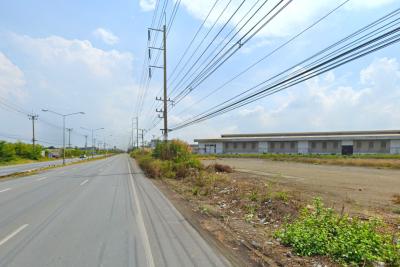 ขาย ที่ดิน ริมถนนบ้านแพ้ว สมุทรสาคร 12 ไร่  ใกล้ถ.พระราม 2 แค่ 4.3 กม. ผังชมพู KK