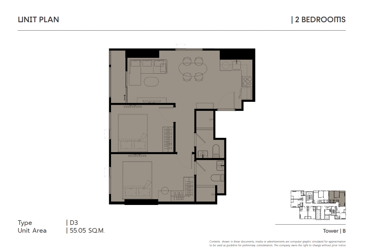 🔥 , 2bedroom | Foreign Quota | Corner unit at COBE Ratchada–Rama 9 – รูปที่ 3