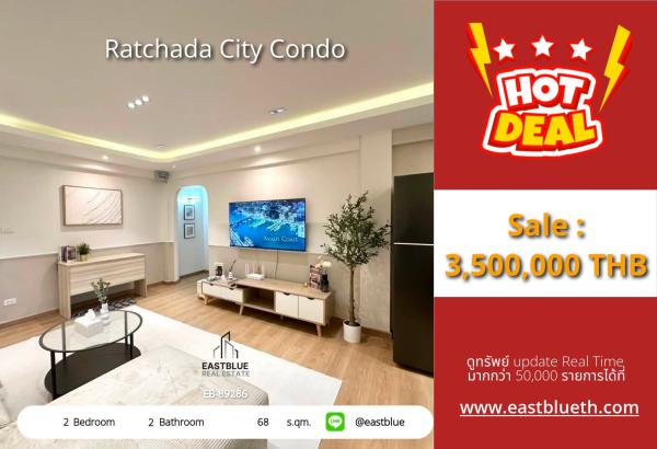 05/10/2026, รวมค่าโอน🏢 Ratchada City Condo - Your Perfect Urban Oasis! 🌆
2 Bed, 2 Bath | 68 sqm | 3,500,000 THB 🏠💰 0642748883