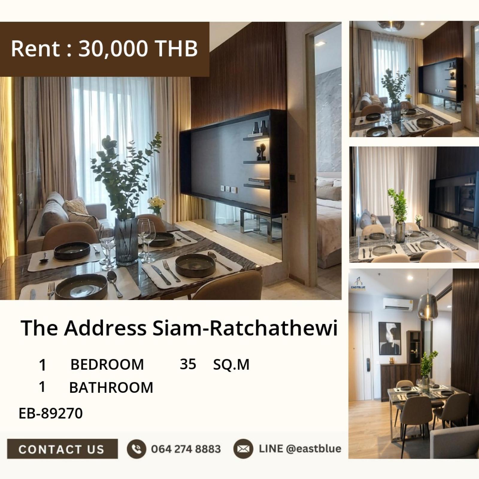 20/07/2026, **Luxury 1BR Condo at The Address Siam-Ratchathewi | Prime BTS Location 🏢✨**
**Compact 35 sqm Modern Living | Only 30,000 THB/Month - Perfect for City Professionals** 0642748883 20/07/2026, **Luxury 1BR Condo at The Address Siam-Ratchathewi | Prime BTS Location 🏢✨**
**Compact 35 sqm Modern Living | Only 30,000 THB/Month - Perfect for City Professionals** 0642748883