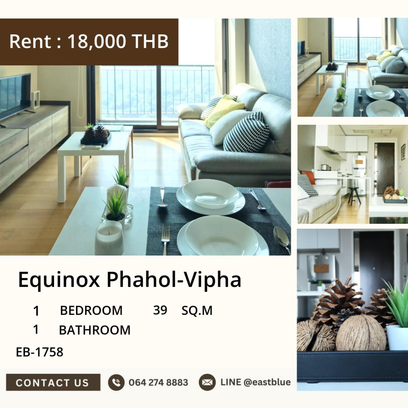 🏙️ Modern 1-Bed Condo at Equinox Phahol-Vipha - Unbeatable Location Near BTS! 🚉

Spacious 39 sqm Haven at Just 18,000 THB Monthly 0642748883