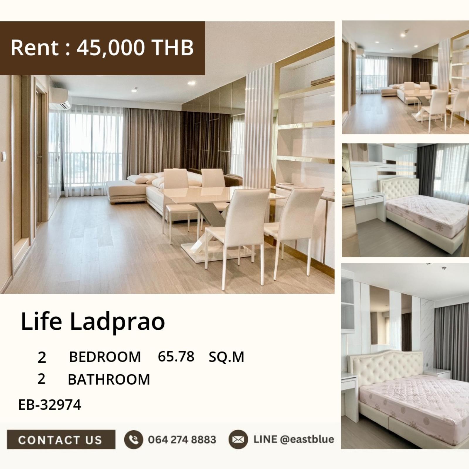 19/08/2026, 🏙️ Life Ladprao | 2 Bed/2 Bath, 65.78 sqm
Prime Location Near BTS Phahon Yothin - 45,000/Month ✨ 0642748883