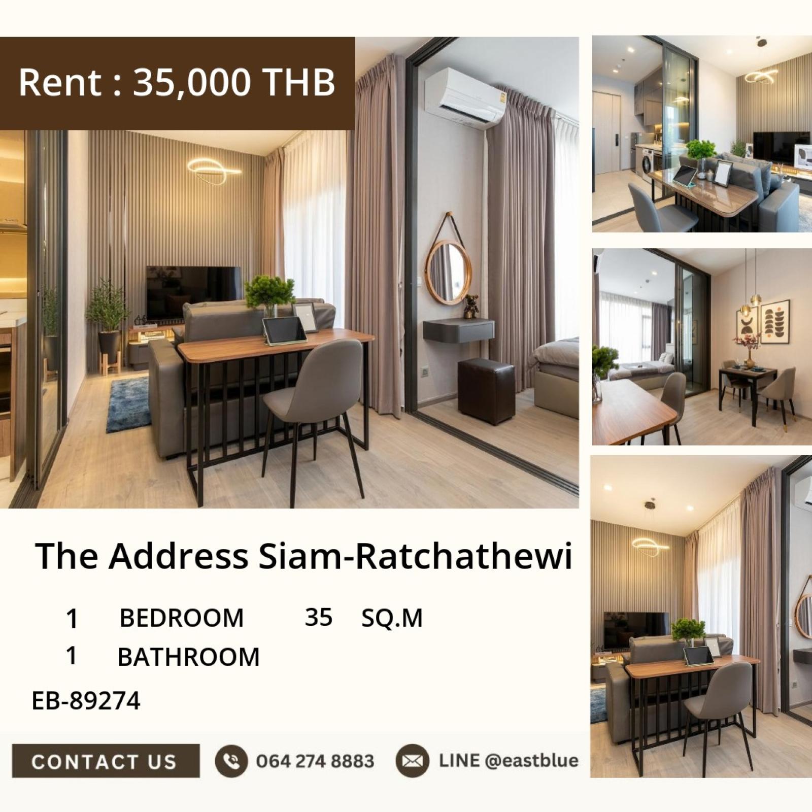 10/09/2026, 🏢 Luxurious 1BR Condo at The Address Siam-Ratchathewi - 35sqm, 35,000THB/mo 0642748883 10/09/2026, 🏢 Luxurious 1BR Condo at The Address Siam-Ratchathewi - 35sqm, 35,000THB/mo 0642748883