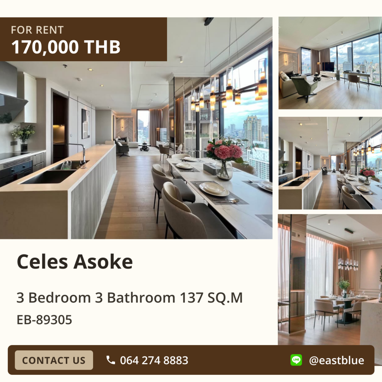 02/10/2026, Celes Asoke คอนโดหรู 3 ห้องนอน ชั้นสูง วิวสวย ใจกลางอโศก! 🏙️✨ 0642748883