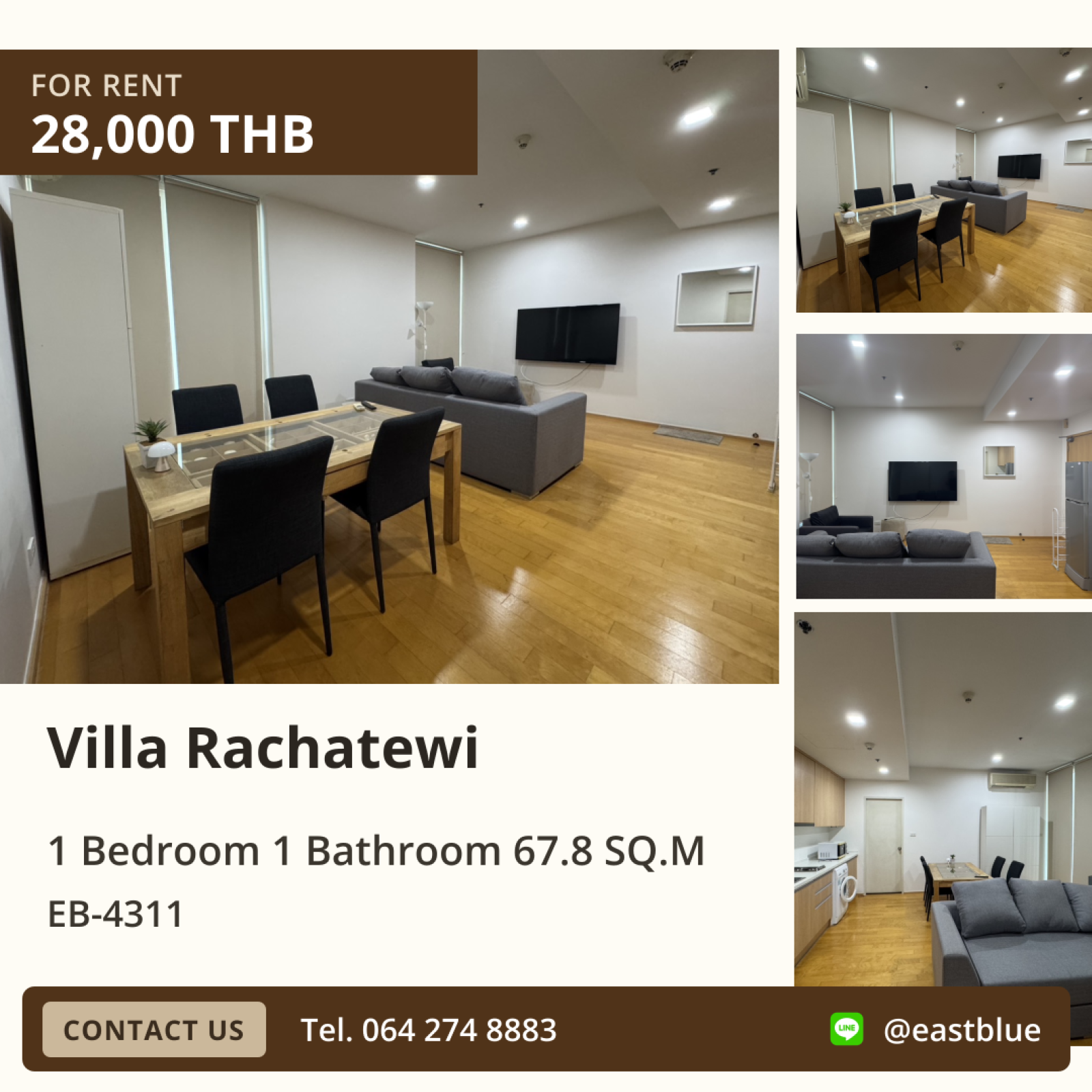 02/10/2026, เช่าคอนโด Villa Rachatewi ห้องกว้าง 67.8 ตร.ม. ติด BTS ราชเทวี 🏙️ 0642748883