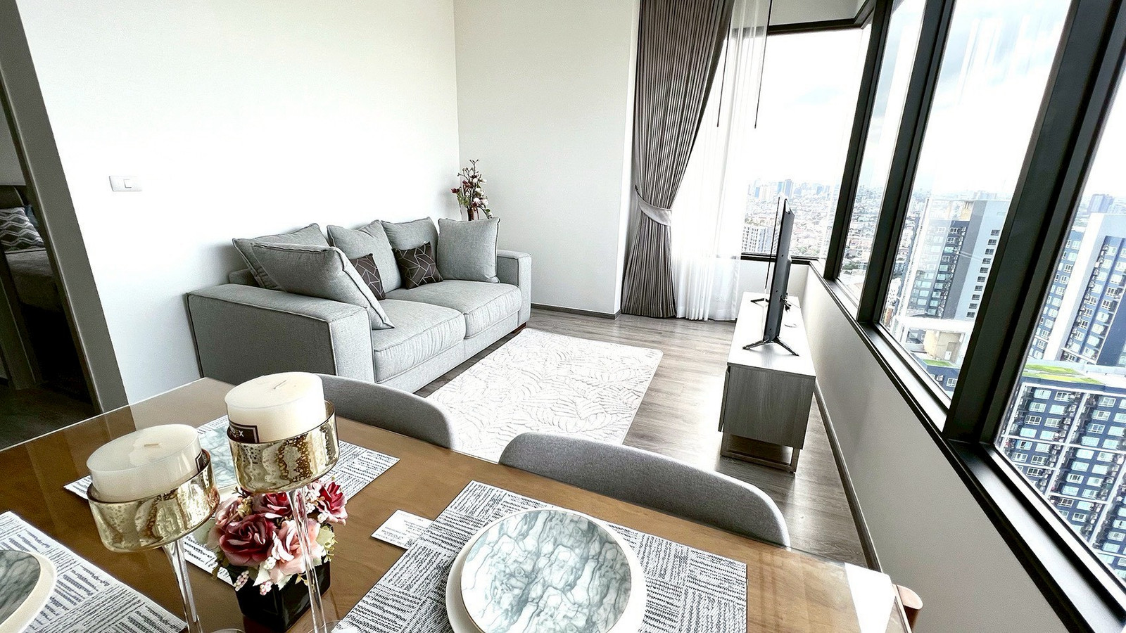 P-3077🔥🔥 Urgent for rent! Condo KnightsBridge Prime Onnut, beautiful room, fully furnished, ready to move in.