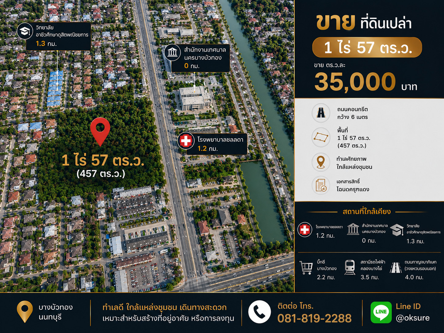🎋ขายที่ดินเปล่าทำเลดี ใกล้ ถนนบางกรวย-ไทรน้อย 🎋ขายที่ดินเปล่าทำเลดี ใกล้ ถนนบางกรวย-ไทรน้อย
