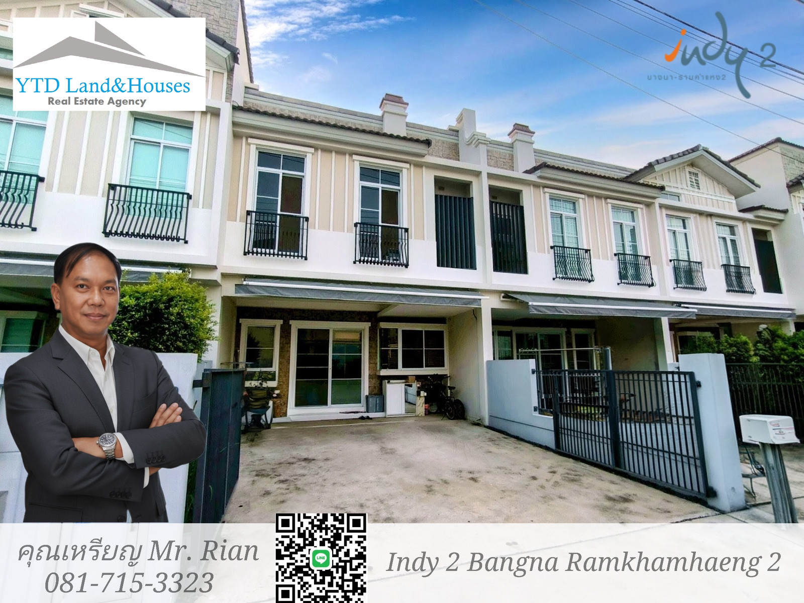 For Sale 2-storey townhome near Mega Bangna, the best location in the area, Indy 2 Bangna-Ramkhamhaeng 2, in front of the house facing east, near the garden (110 meter) . Listing No: YT12-2568 For Sale 2-storey townhome near Mega Bangna, the best location in the area, Indy 2 Bangna-Ramkhamhaeng 2, in front of the house facing east, near the garden (110 meter) . Listing No: YT12-2568