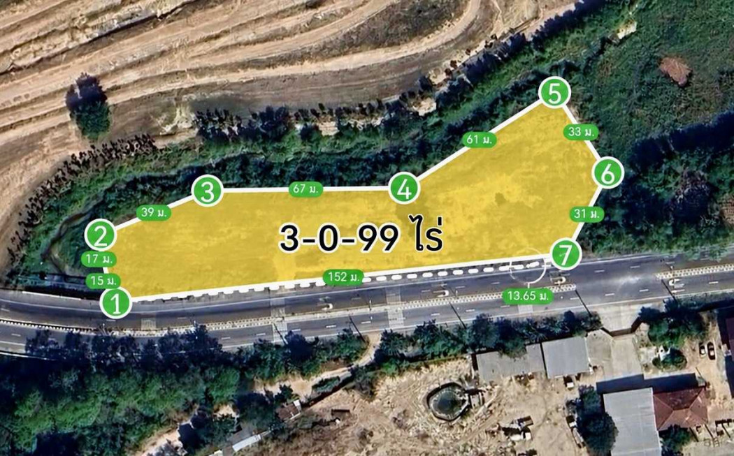 ขาย ที่ดิน ที่ดิน ห้วยใหญ่ 3-0-99 ไร่ ผังส้ม ทำเลศักยภาพ  3 ไร่ 99 ตรว ติดถนน 4 เลน ใกล้ EEC