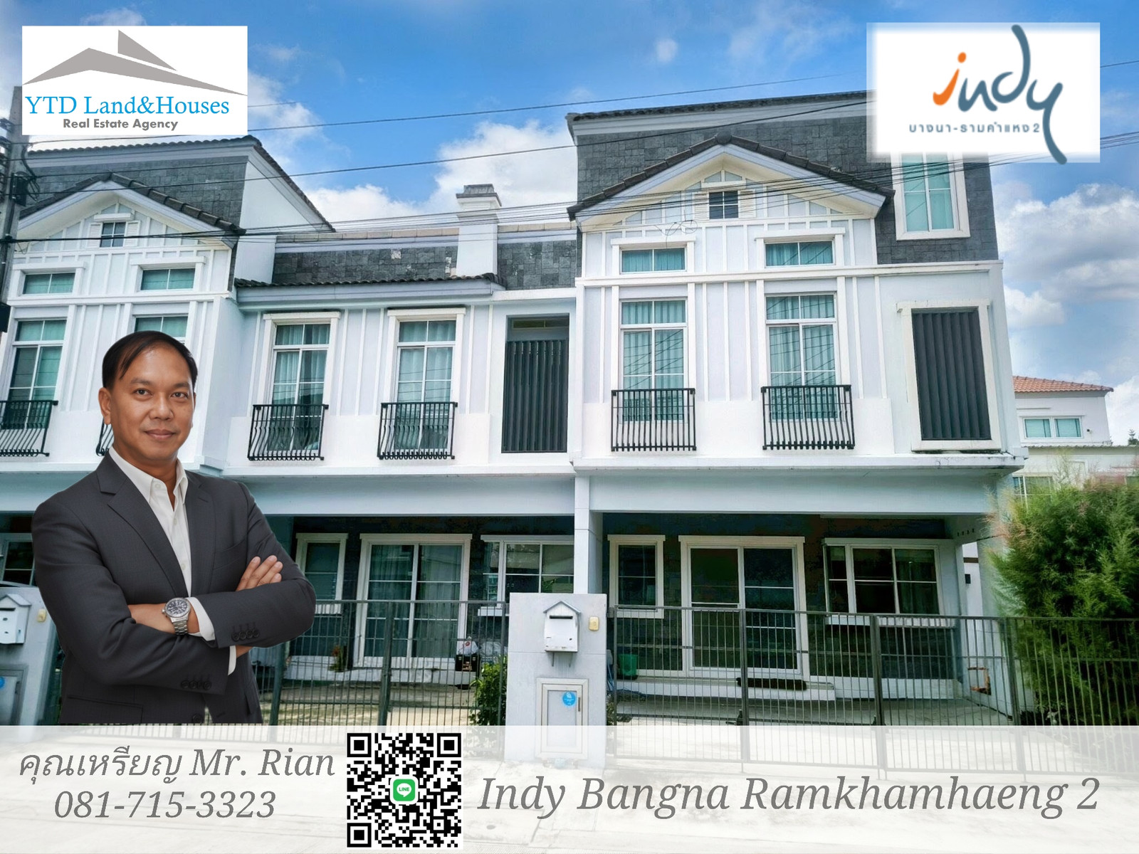 For Sale/Rent 2-story townhome near Mega Bangna, best location in the area. Indy Bangna-Ramkhamhaeng 2. Features a mezzanine in the master bedroom, corner unit with side and back yard space, south-facing, Listing No: YT12-2567 For Sale/Rent 2-story townhome near Mega Bangna, best location in the area. Indy Bangna-Ramkhamhaeng 2. Features a mezzanine in the master bedroom, corner unit with side and back yard space, south-facing, Listing No: YT12-2567