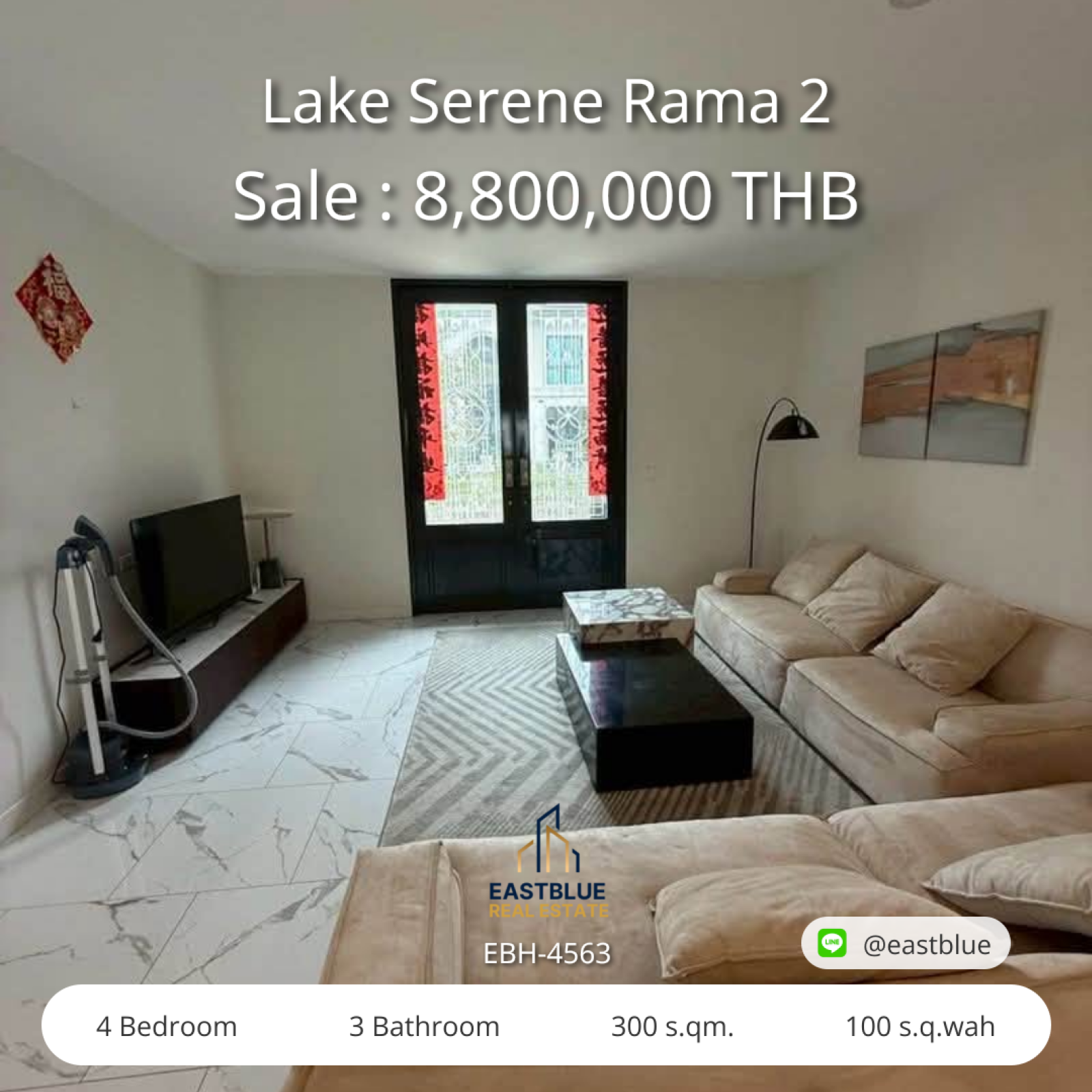 Urgent Sale! 4-Bedroom Detached House, 100 sq.wah Land, 300 sq.m. – THB 8,800,000 🏡