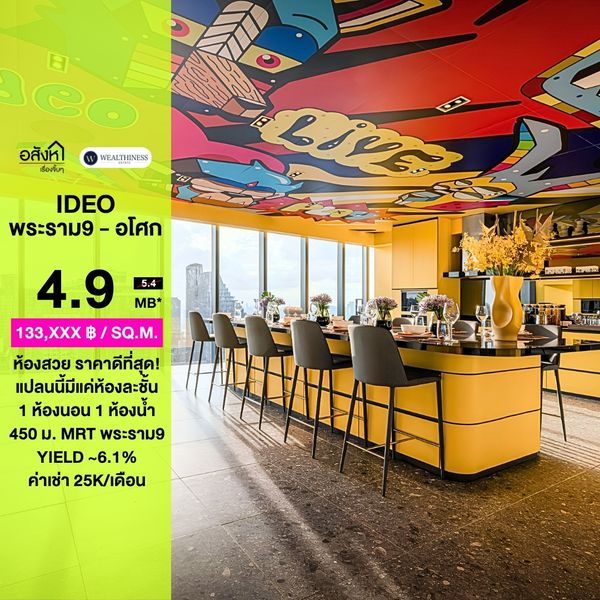 🔥 Selling a room in good condition. Best price🔥Ideo Rama 9 - Asoke (1 bedroom, 1 bathroom, 36.6 sq m.) only 4.9 MB!! Tel.0922635410 Earth