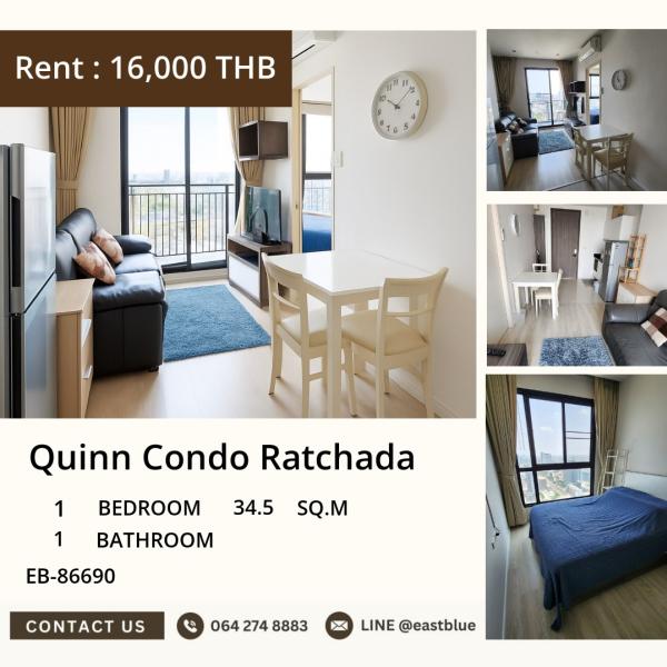 11/08/2026, 🏠 เช่า คอนโด 1 ห้องนอน Quinn Condo Ratchada พร้อมเข้าอยู่ 16,000 บาท/เดือน 0642748883