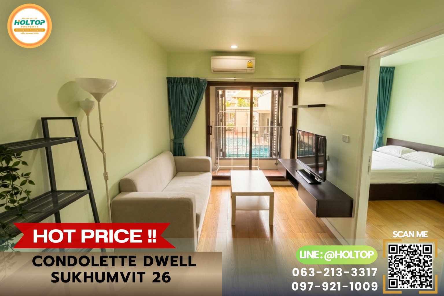 #E1201💕310769ให้เช่าคอนโด  Condolette Dwell Sukhumvit 26