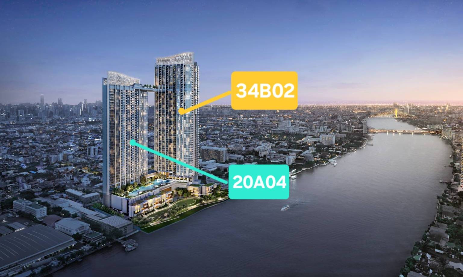Condo down payment for sale, Date at Chao Phraya, 20th floor, Chao Phraya River view, potential location, convenient travel.