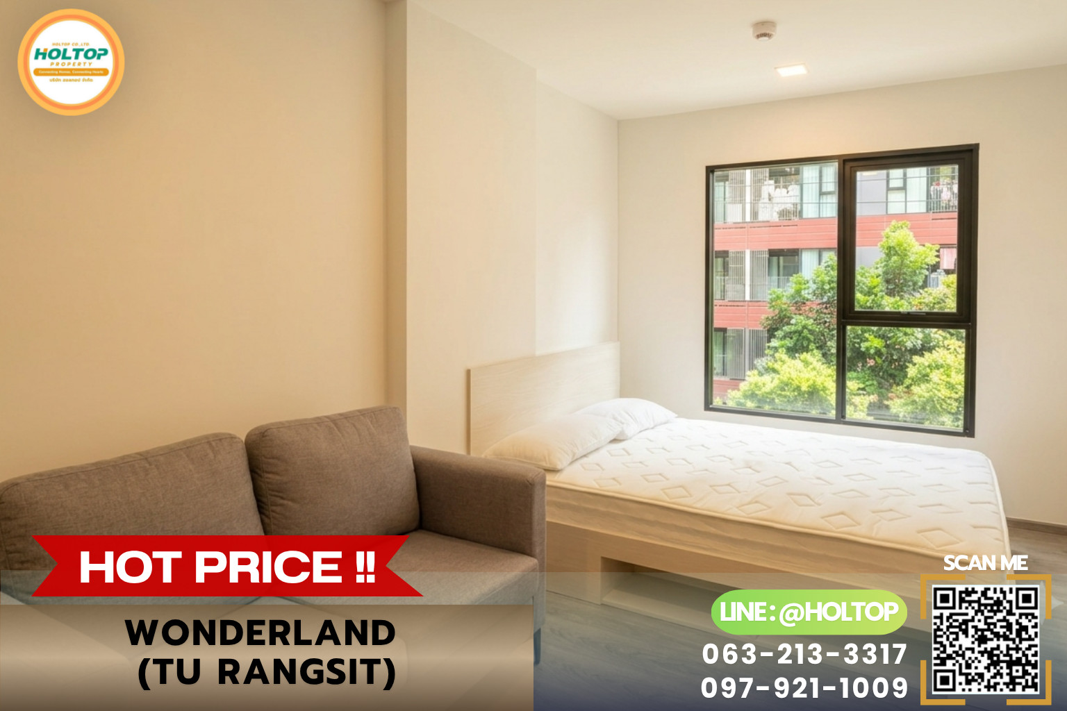 #E1197💕300769For Rent Condo Kave Wonderland (TU Rangsit)