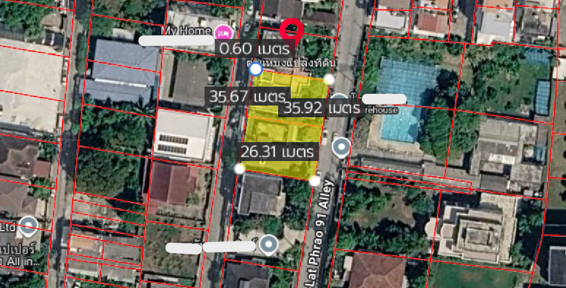 6908-001 Empty land for sale, 212 sq m, Lat Phrao 91, suitable for building a single house, townhome or project development. 6908-001 Empty land for sale, 212 sq m, Lat Phrao 91, suitable for building a single house, townhome or project development.