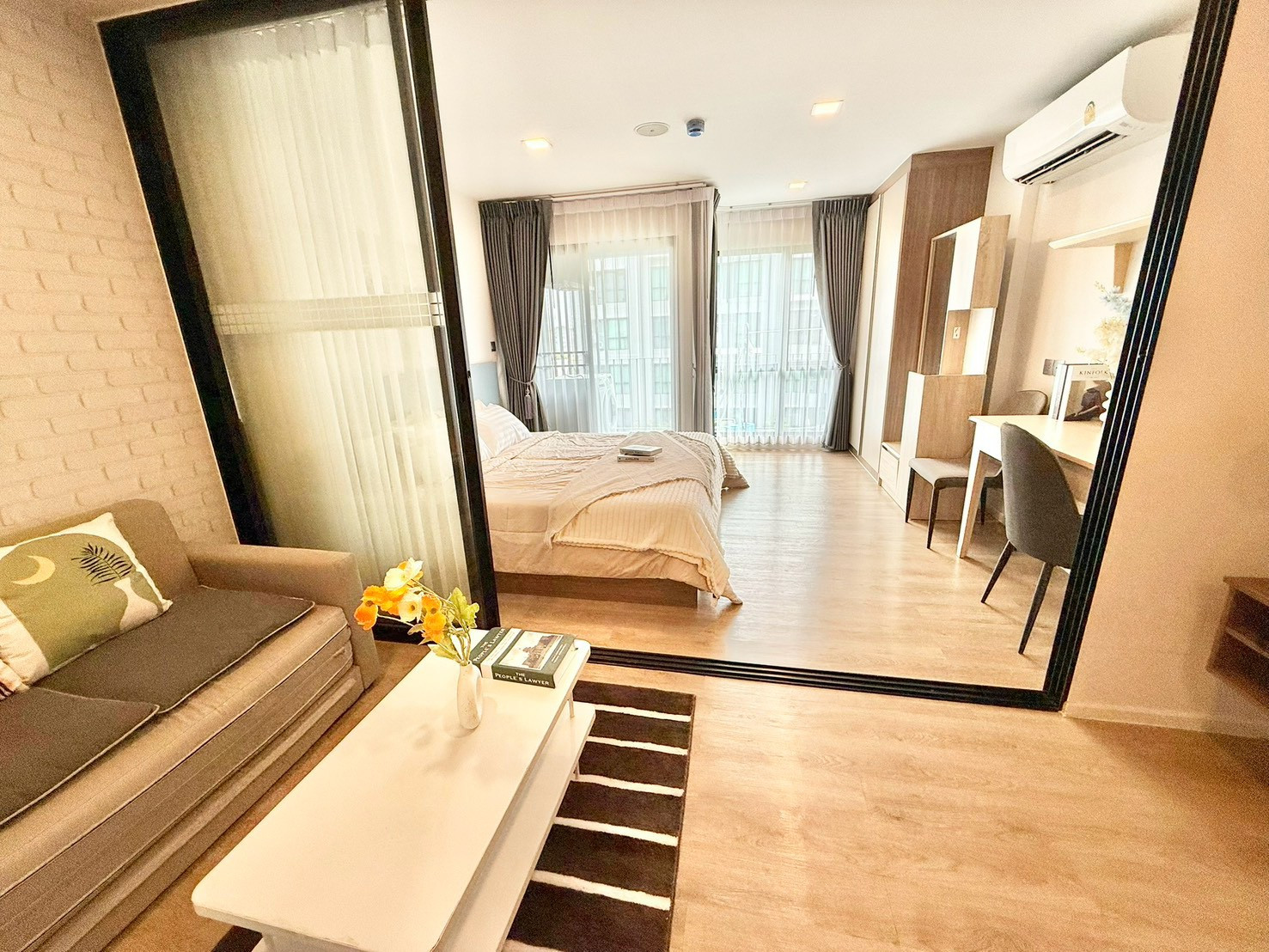 🏙️ For rent 𝗞𝗔𝗩𝗘 𝗧𝗢𝗪𝗡 𝗦𝗣𝗔𝗖𝗘 | Extended balcony ✨ | 29 sq m | Building B, 5th floor | Near Bangkok University, Rangsit