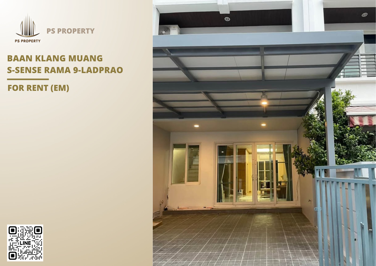 Townhouse for rent 📍 Baan Klang Muang S-Sense Rama 9-Lat Phrao 📍 Near MRT Lat Phrao 71